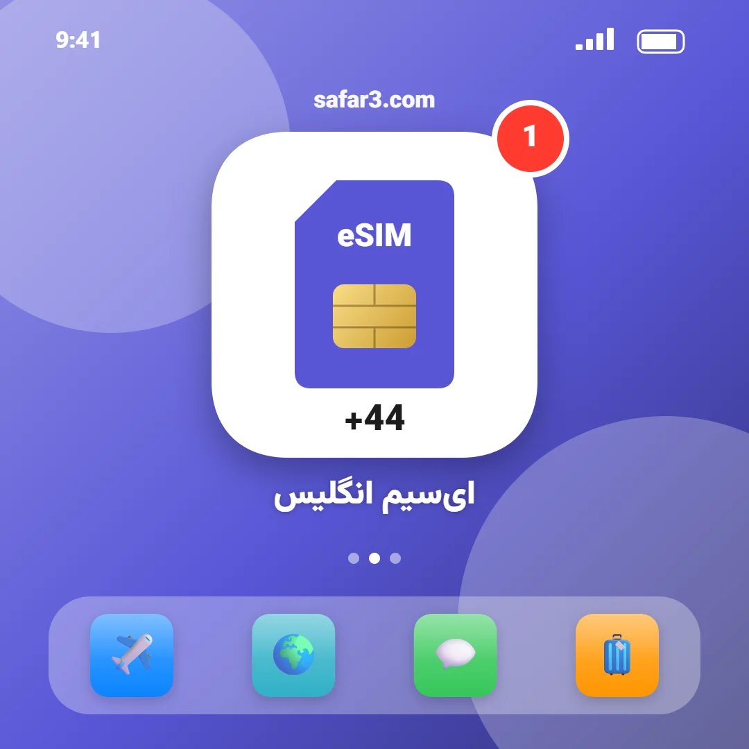ای‌سیم انگلیس +44 دائمی – همراه سفر، فعال در ایران – پیامک و تماس